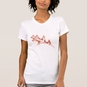 赤いTシャツのオークの葉 Tシャツ