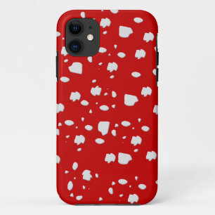 赤いtoadstoolのきのこが付いているドット・パターン iPhone 11 ケース