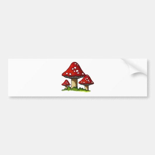 赤いToadtstoolsのきのこ: 手で描いた芸術 バンパーステッカー (正面)