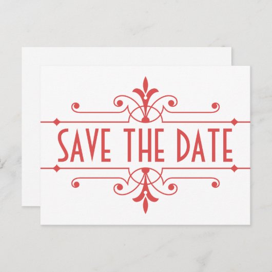 赤いv2飾ファンシーり付け日付ポストカードの保存 案内ポストカード (正面/裏面)
