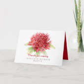 赤いwaratahの花の芸術の結婚式のサンキューカード カード (正面)