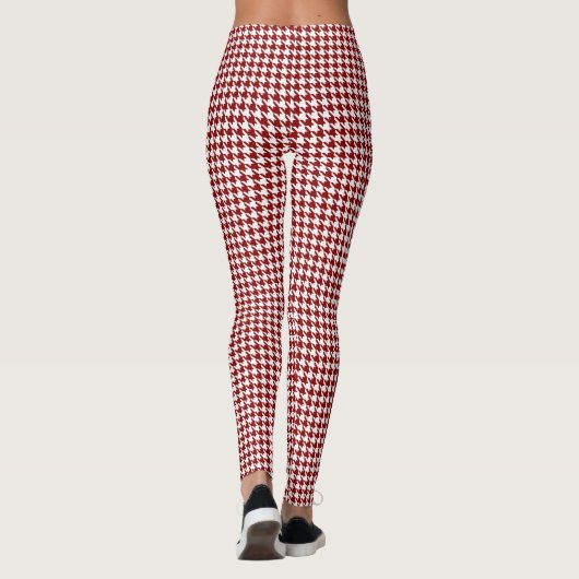 赤いWhite Pied De Poule Houndstooth レギンス (裏面)