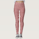 赤いWhite Pied De Poule Houndstooth レギンス (正面)