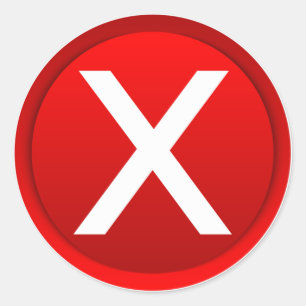 赤いX – いいえ/間違った記号 ラウンドシール