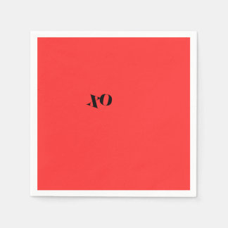 赤いXOのナプキン スタンダードカクテルナプキン