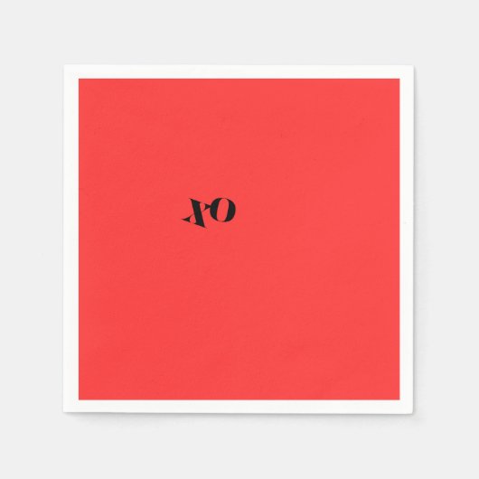赤いXOのナプキン スタンダードカクテルナプキン (正面)