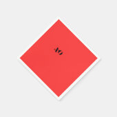 赤いXOのナプキン スタンダードカクテルナプキン (角)