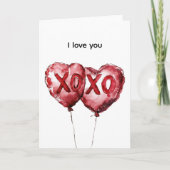 赤いXOXOハート風船 カード (正面)