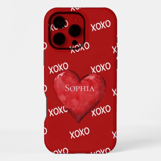 赤いXOXOハート iPhoneケース (裏面)