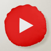 赤いYouTubeの演劇ボタン ラウンドクッション (裏面)