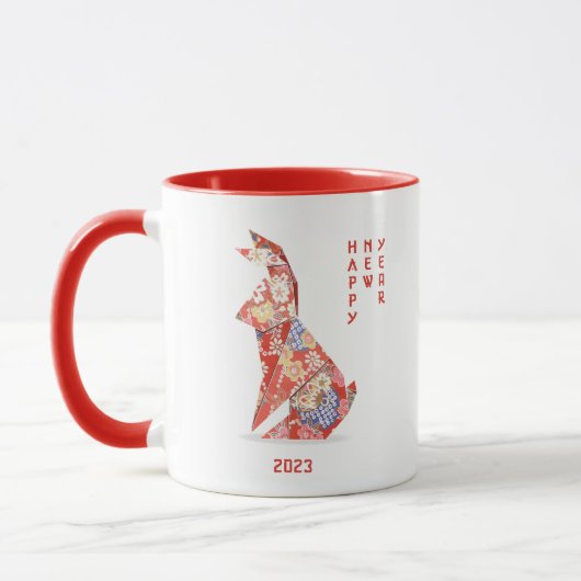 赤うさぎ折り紙(花) マグカップ (左)