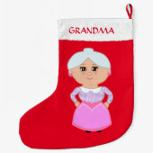 赤おばあちゃん ラージクリスマスストッキング (裏面)