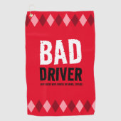 赤おもしろいいアーガイルドライバ… ゴルフタオル (正面)