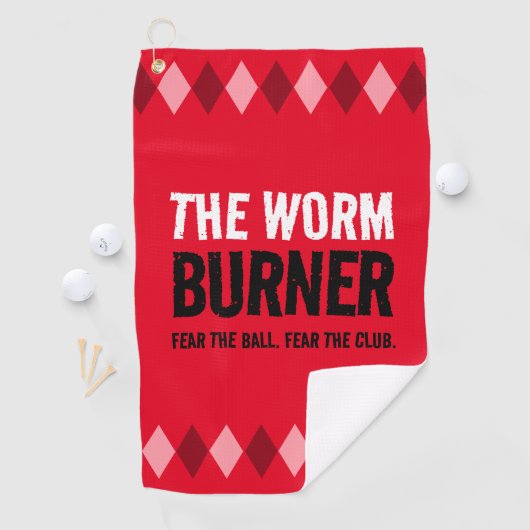 赤おもしろいいアーガイル虫の焼き器… ゴルフタオル (インサイチュ)