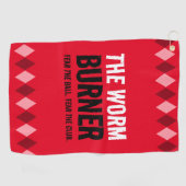 赤おもしろいいアーガイル虫の焼き器… ゴルフタオル (横)