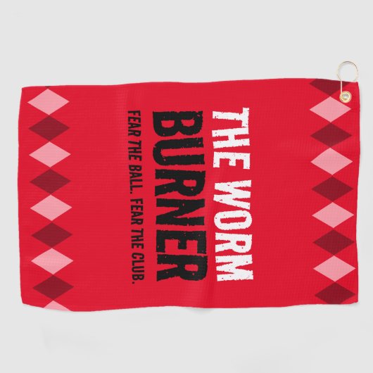 赤おもしろいいアーガイル虫の焼き器… ゴルフタオル (横)