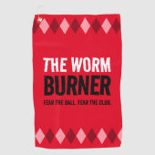 赤おもしろいいアーガイル虫の焼き器… ゴルフタオル (正面)