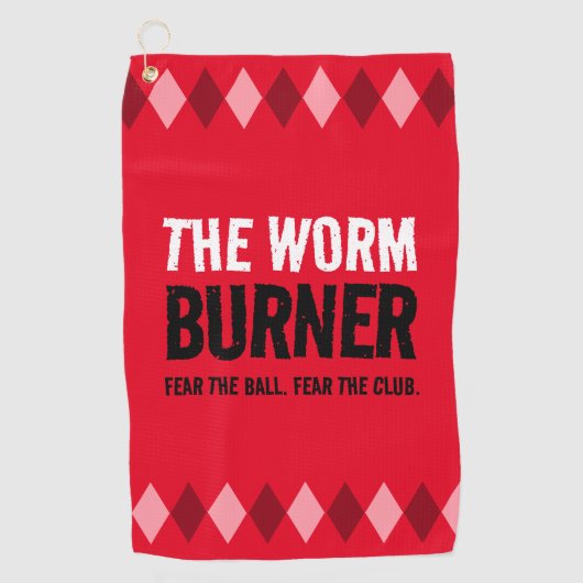 赤おもしろいいアーガイル虫の焼き器… ゴルフタオル (正面)