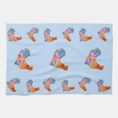 赤おもしろいいオンドリ キッチンタオル (横)