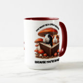 赤おもしろいい読キノコの下のモルモット マグカップ (正面右)