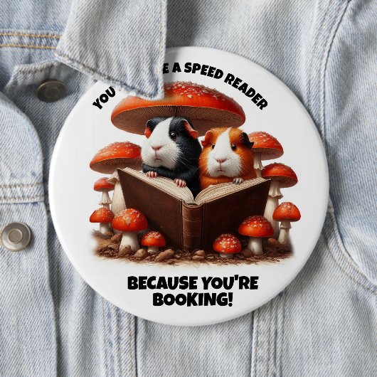 赤おもしろいい読キノコの下のモルモット 缶バッジ (インサイチュ)