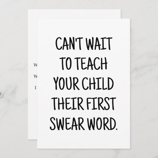 赤おもしろいちゃんシャワーおめでとうカード 招待状 (正面/裏面)