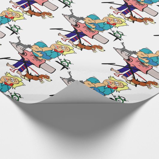 赤おもしろいちゃんシャワーギフトラップ忙し、ママ漫画 ラッピングペーパー (角)