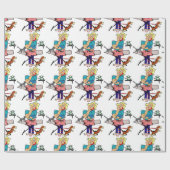 赤おもしろいちゃんシャワーギフトラップ忙し、ママ漫画 ラッピングペーパー (フラット)