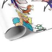 赤おもしろいちゃんシャワーギフトラップ忙し、ママ漫画 ラッピングペーパー (ロールコーナー)