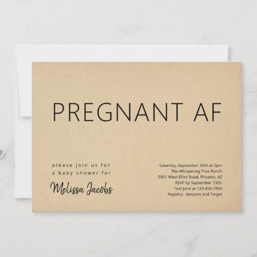 赤おもしろいちゃんシャワー妊娠AF 招待状 (正面)