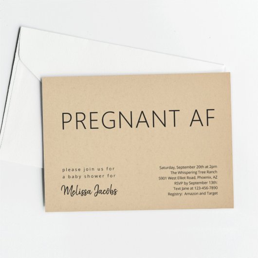 赤おもしろいちゃんシャワー妊娠AF 招待状