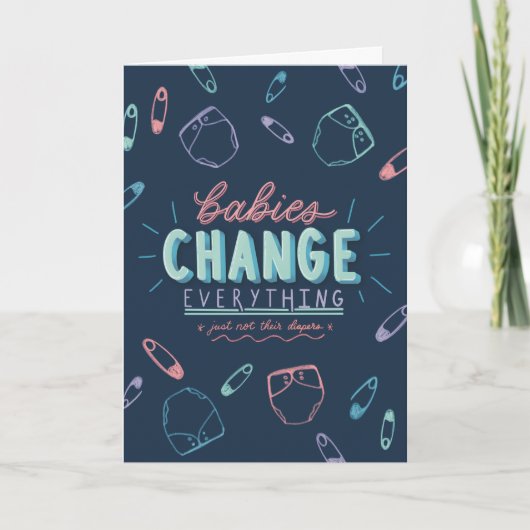 赤おもしろいちゃんシャワー用グリーティングカード カード (正面)