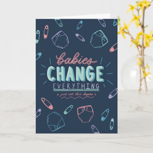 赤おもしろいちゃんシャワー用グリーティングカード カード (黄色い花)