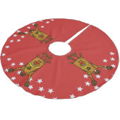 赤おもしろいのクリスマスに白い星のトナカイ ブラッシュドポリエステルツリースカート (アングル)