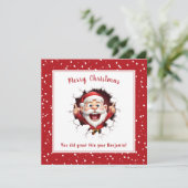 赤おもしろいのクリスマスを突破するサンタクロース カード (スタンド正面)