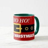 赤おもしろいのクリスマスサンタクロースのスーツとベルト マグカップ (正面右)