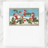 赤おもしろいのクリスマス小妖精や小人の絵画葵の実 長方形シール (バッグ)