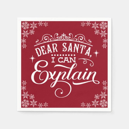 赤おもしろいのクリ親愛スマスサンタ スタンダードカクテルナプキン (正面)