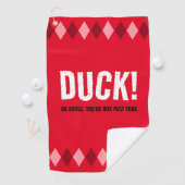 赤おもしろいアーガイルアヒル! ゴルフタオル (インサイチュ)