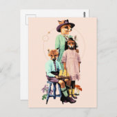 赤おもしろいエレガントキツネ ポストカード (正面/裏面)