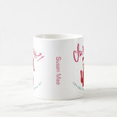 赤おもしろいクリスマスキャットイラストレーション コーヒーマグカップ (中央)