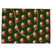 赤おもしろいクリスマスモンスターキッズホリデー ラージペーパーバッグ (裏面)