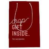 赤おもしろいクリスマス ミディアムペーパーバッグ (正面)