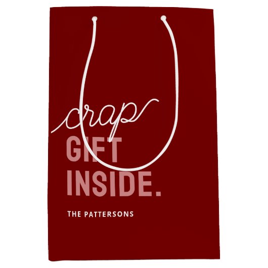 赤おもしろいクリスマス ミディアムペーパーバッグ (正面)