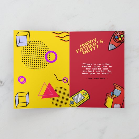 赤おもしろいジョイスティック父の日の挨拶 カード (内部)