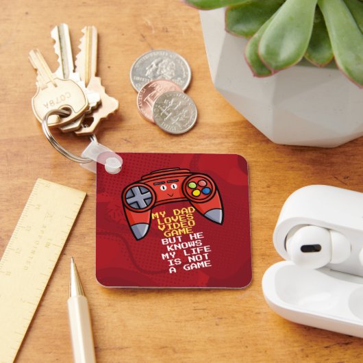 赤おもしろいジョイスティック父の日の挨拶 キーホルダー (デスク)