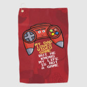 赤おもしろいジョイスティック父の日の挨拶 ゴルフタオル (正面)