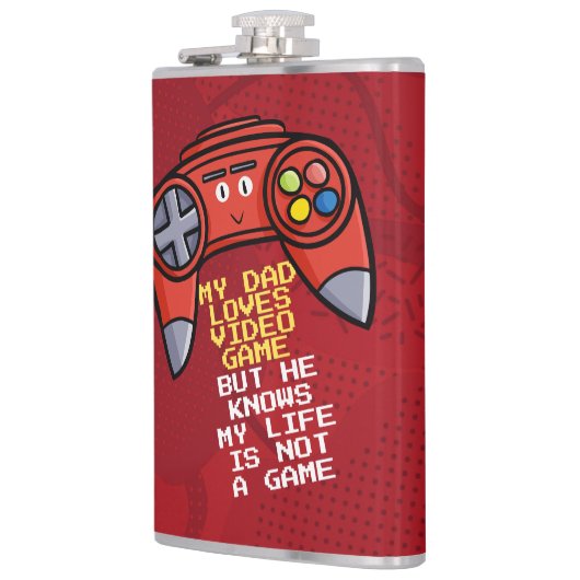 赤おもしろいジョイスティック父の日の挨拶 フラスク (左)