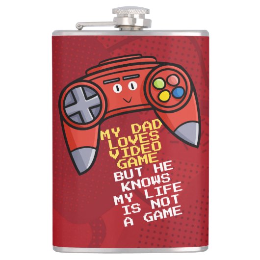 赤おもしろいジョイスティック父の日の挨拶 フラスク (正面)