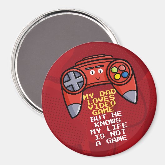 赤おもしろいジョイスティック父の日の挨拶 マグネット (正面/裏面)